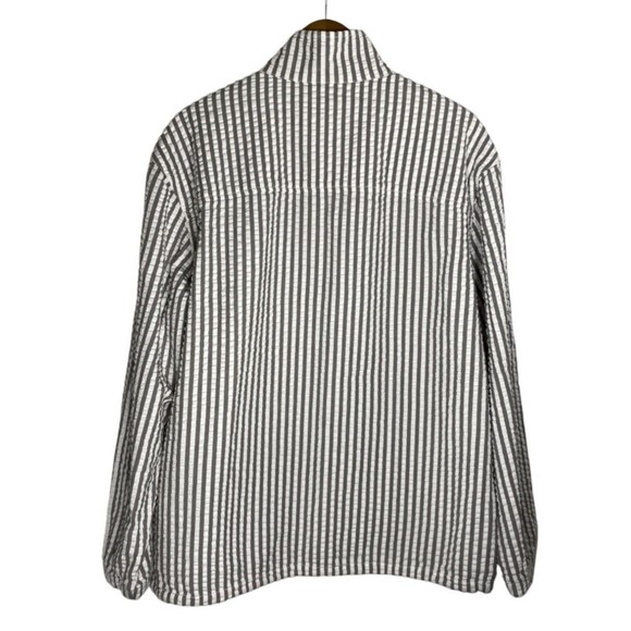 Levi's Mens M White Gray Striped Half Zip Pullover Long Sleeve Jacket - Picture 3 of 10